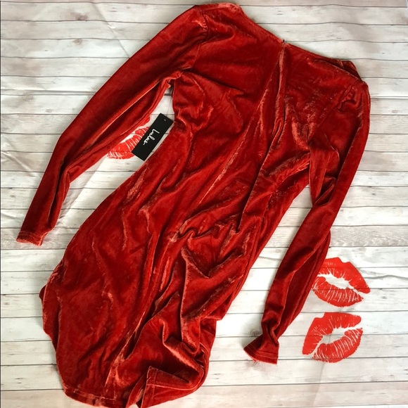 Lulu’s Rust Orange Velvet Ruched Bodycon Dress - Picture 8 of 9